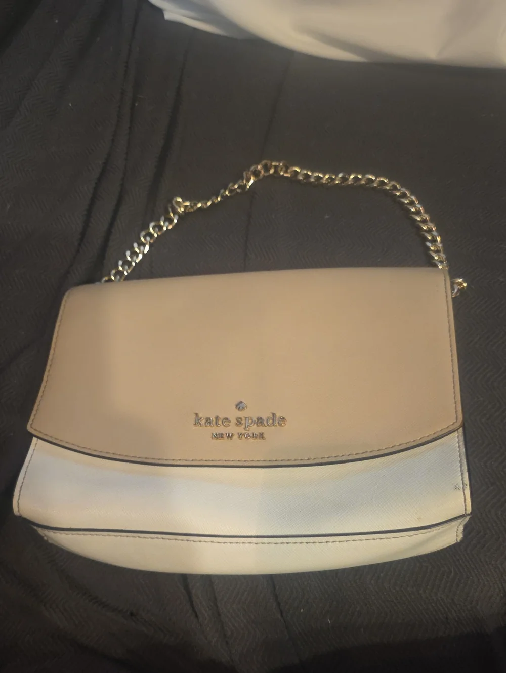 kate spade Neutral Two-Tone Cream & White Chain Crossbody